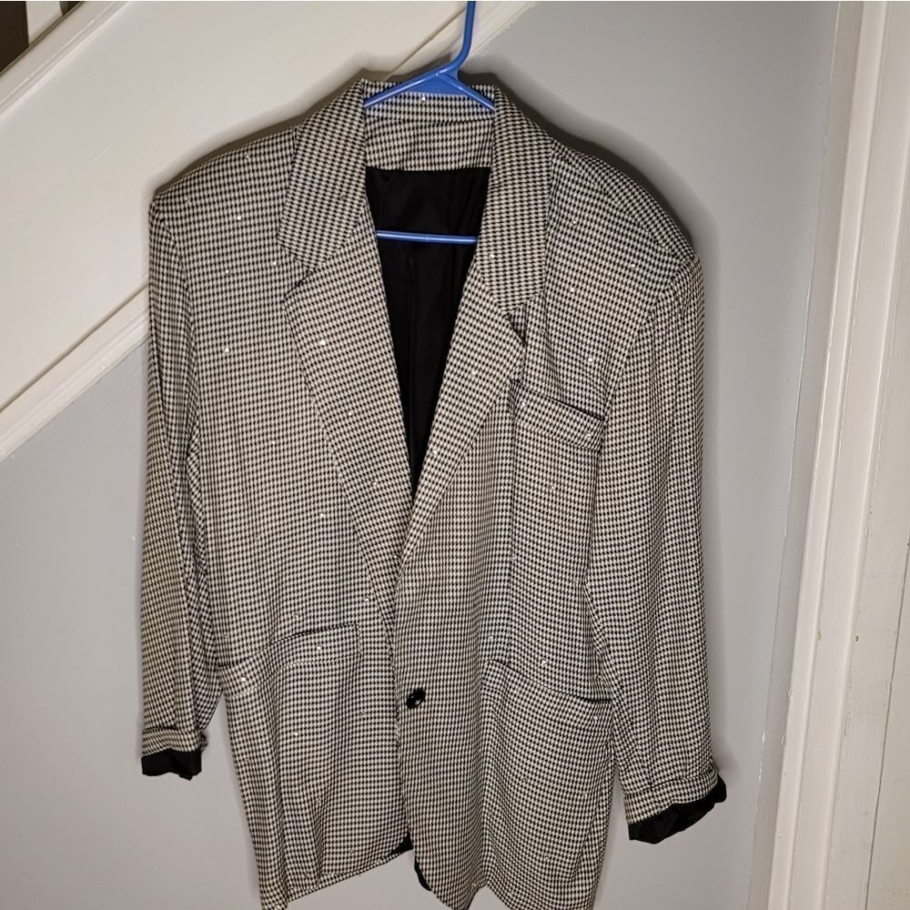 Awesome Houndstooth, Lined Bedazzled Blazer - Size Medium